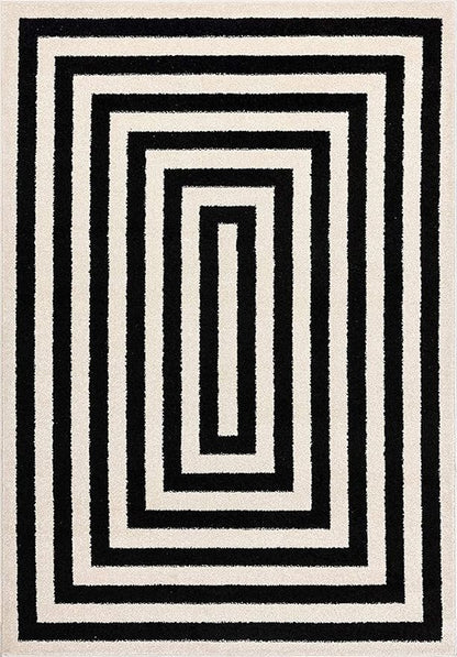 Abani Contemporary Black & Ivory 3' x 5' Area Rug, Contrasting Geometric Modern Stripe Symmetrical Living Room Carpet Rugs