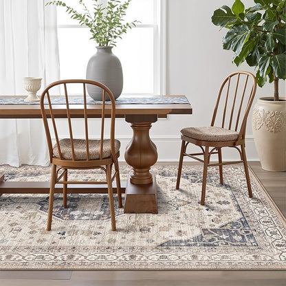 LUMI 10x14 Washable Area Rug for Living Room, Ultra Soft Traditional Rugs Non Slip with Rubber Backing, Low Profile, High Traffic, Stain Resistant Carpets, Ideal for Bedroom, Dining Room, Indoor