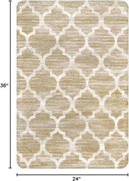 Lahome Moroccan Washable Rug Entry Rug-Non-Slip Kitchen Rugs - 2x3 Small Area Rug Indoor Door Mats for Entryway Soft Throw Doormat Indoor Entrance Non-Shedding Bathroom Bedroom Rugs Taupe Bedside