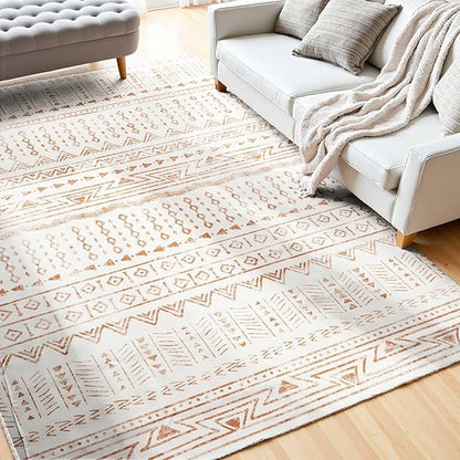 VEVOR 5 x 8 ft Area Rug Large Washable Rug Non-Slip and Tear-Resistant Soft Carpet Pet & Child Friendly Modern Area Rugs Indoor Mat for Bedroom Office Living Room Kids Room Entryway Beige