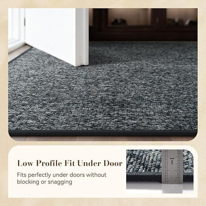 MontVoo Door Mat Indoor Entrance Doormat, Absorbent Durable Rubber Non Slip Front Door Mat for Inside Entry Entryway Dirt Trapper Welcome Mat, Darkgrey 24''x36''