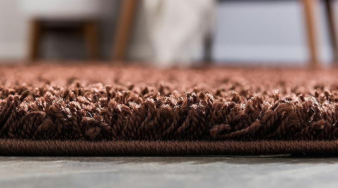 Unique Loom Solid Shag Collection Area Rug (2' 7" x 10' Runner, Chocolate Brown)