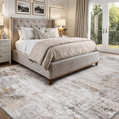 LUMI 8x10 Washable Area Rug for Living Room, Ultra Soft Modern Abstract Rugs Non Slip with Rubber Backing, Low Profile, High Traffic, Stain Resistant Carpets, Ideal for Bedroom, Dining Room, Indoor
