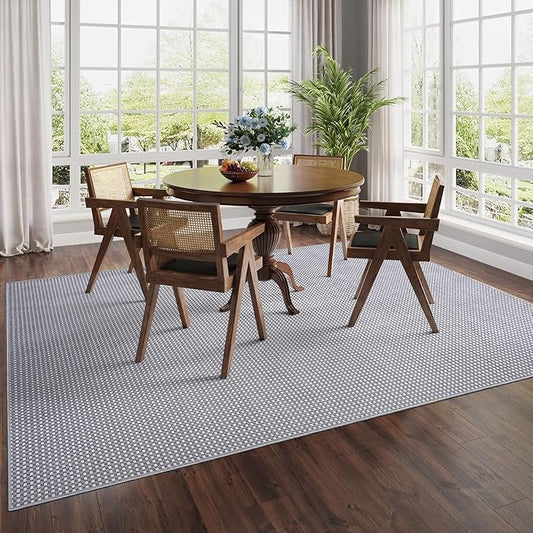 Boho Washable Area Rugs 6x9 ft, Non Slip Area Rug for Living Room, Braided Office Rugs Bedroom Rug Woven Washable Indoor Floor Carpets for Office Dining Bedroom Living Room, Easy to Clean, Gray