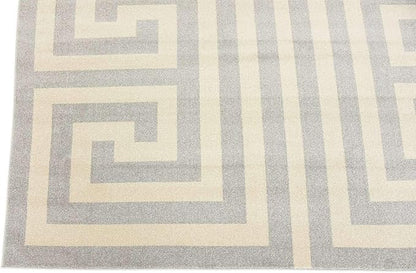 Unique Loom Athens Collection Classic Geometric Modern Border Design Area Rug (9' 0 x 12' 0 Rectangular, Gray/ Beige)