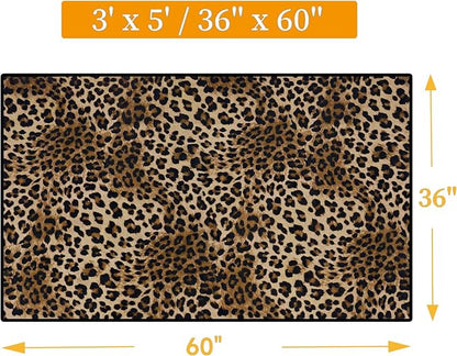 Leopard Rug 3x5 Sexy Modern Print Small Area Rug Washable Kitchen Rugs Non-Slip Carpet for Dining Room,Dormitory Decoration