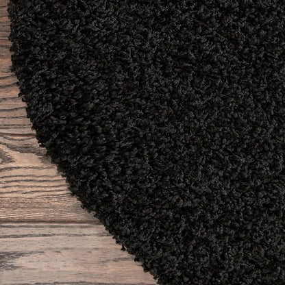 Unique Loom Solid Shag Collection Area Rug (3' 3" x 5' 3" Oval, Jet Black)