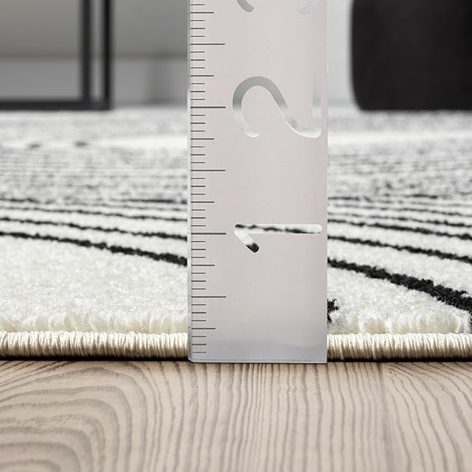 Abani Nuevo Beige Black Swirls Modern Area Rug 9' x 12' for Living Room, Bedroom - Abstract Design - Durable & Easy to Clean