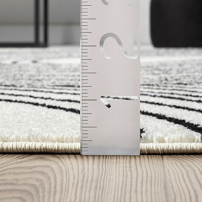 Abani Nuevo Beige Black Swirls Modern Area Rug 9' x 12' for Living Room, Bedroom - Abstract Design - Durable & Easy to Clean