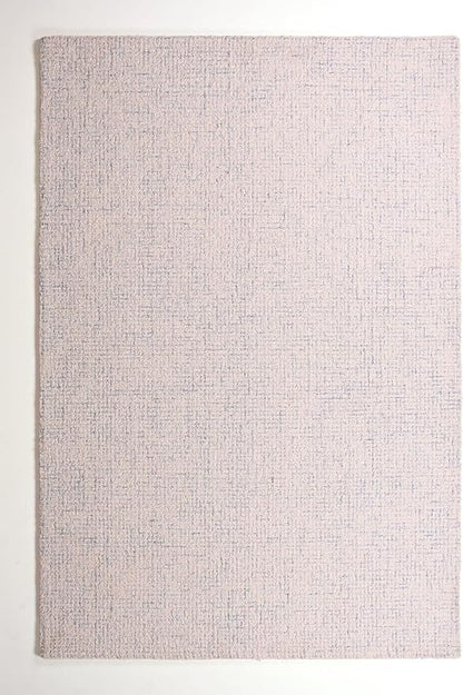 Hand-Tufted 100% Wool Pile Area Rug – Geometric Textured Grid Check Pattern – Thick and Durable Floor Carpet for Bedroom, Living Room, Kids Room, and Dining Area (Ivory Blue, 3' x 5')