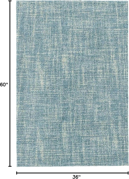 Dash and Albert Crosshatch Wool Area Rug - 3' x 5' Aegean Solid Hand Micro Hooked Accent Rug - Durable, High Traffic Areas Bedroom, Hallway, Stairs - Premium Luxury Hotel Quality Soft Breathable