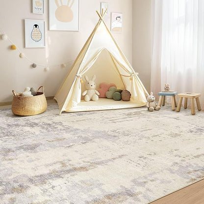 5x8 Area Rug Living Room Rugs - Washable Neutral Modern Abstract Soft Thin Rug Indoor Floor No Slip Rug Carpet for Bedroom Under Dining Table Home Office Decor - Light Brown/Gray