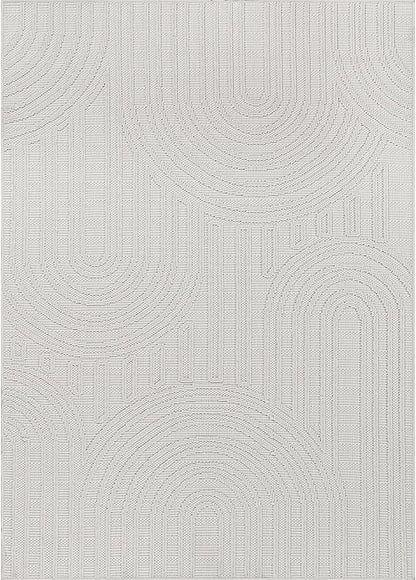 Beverly Rug Micro Loop Area Rug White 6x9 Modern Luxury Soft Circle Geometric Durable Indoor Area Rugs for Living Dining Room Office Stain Resistant Non Shedding Casual Indoor Carpet White 6 x 9