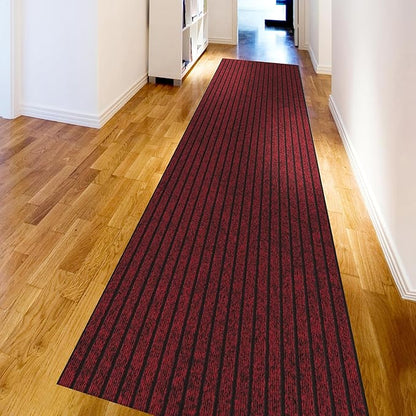 Ottomanson 2' x 11' Hallway Runner with Scraper Pile - Extra Durable Non-Slip Rug Mat for Indoor & Outdoor Use - Ideal for Kitchen, Entryway, Patio & Garage - High-Traffic Carpet, Red