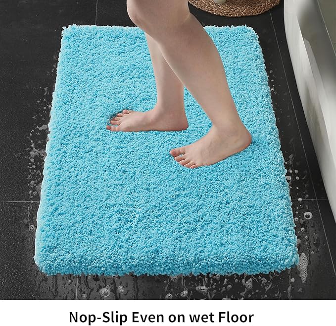 Bathroom Runner Rug 24x70 Teal Non Slip Fluffy Long Bath Mat for Bathroom Floor Washable Plush Luxury Large Bath Rug for Tub Absorbent Runner Rug for Bedside