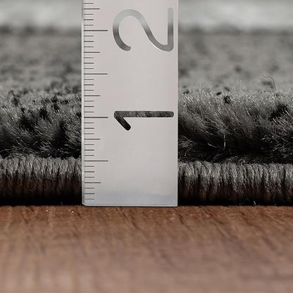 Area Rug Modern 2x7 Grey Black Squares Geometry Soft Hand Carved Contemporary Floor Carpet Fluffy Texture for Indoor Living Dining Room and Bedroom Area