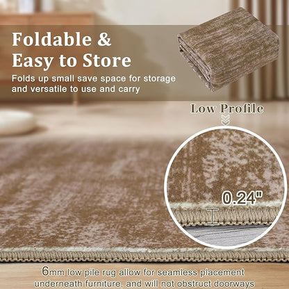RUGSREAL Round Area Rug 3ft Solid Solor Rug for Entryway Washable Indoor Floor Carpet Contemporary Area Rug Modern Round Rug for Bedroom Living Room Kitchen Home Office, Taupe