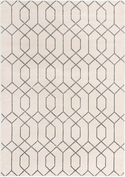 Marilyn Monroe Glam Collection Area Rug - Trellis (7'x 10' Rectangle, White Silver/ Silver)