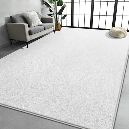 Large Area Rugs for Living Room Bedroom, 4x6 Feet White Rug, Minimalist Modern Shag Rug, Soft Thick Comfy Memory Foam Indoor Carpet, Non-Slip Washable Rug for Boys Girls Dorm Nursery Room Home Decor