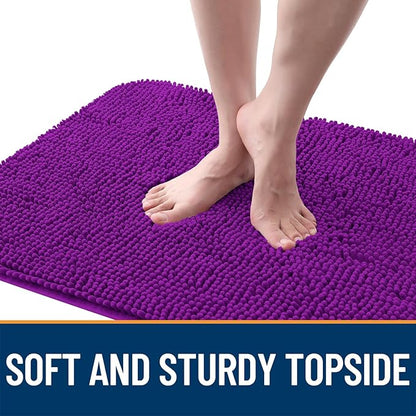 OLANLY Dog Door Mat for Muddy Paws 59x24, Absorbs Moisture and Dirt, Absorbent Non-Slip Washable Doormat, Quick Dry Chenille Mud Mat for Dogs, Entry Indoor Entryway Carpet for Inside Floor, Purple