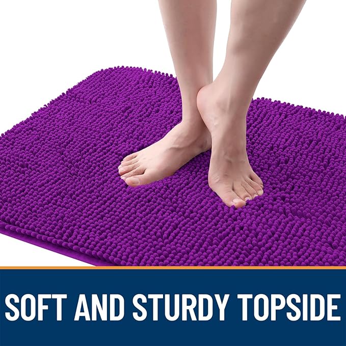 OLANLY Dog Door Mat for Muddy Paws 34x21, Absorbs Moisture and Dirt, Absorbent Non-Slip Washable Doormat, Quick Dry Chenille Mud Mat for Dogs, Entry Indoor Entryway Carpet for Inside Floor, Purple