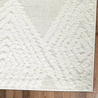 Antep Rugs Palafito 2x4 Geometric Shag Diamond High-Low Pile Textured Indoor Area Rug (White, 2' x 4')