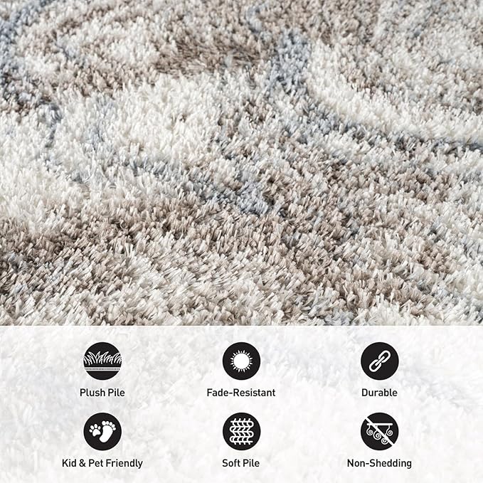 Rugshop Abstract Marble Shag Runner Rug Blue 2' 3" x 8' Perfect for Hallways, Kitchens, or Behind The Sofa
