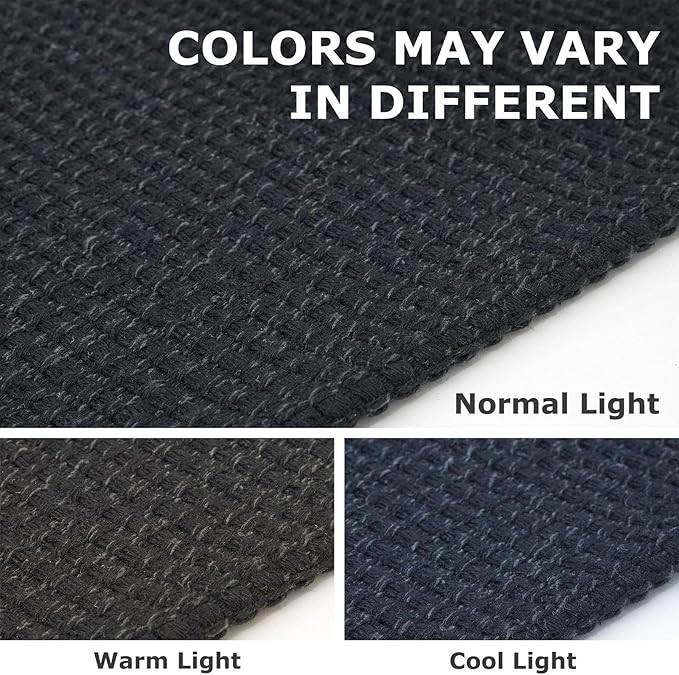 IOHOUZE Washable Area Rug 3x5 Non Slip Rubber Backed Woven Rugs for Entryway Rugs Indoor Outdoor Doormat Throw Rug Floor Carpet for Entrance Kitchen Front Door, Black/Grey