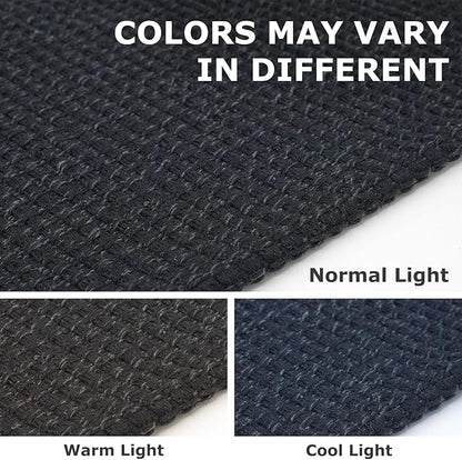 IOHOUZE Washable Area Rug 3x5 Non Slip Rubber Backed Woven Rugs for Entryway Rugs Indoor Outdoor Doormat Throw Rug Floor Carpet for Entrance Kitchen Front Door, Black/Grey
