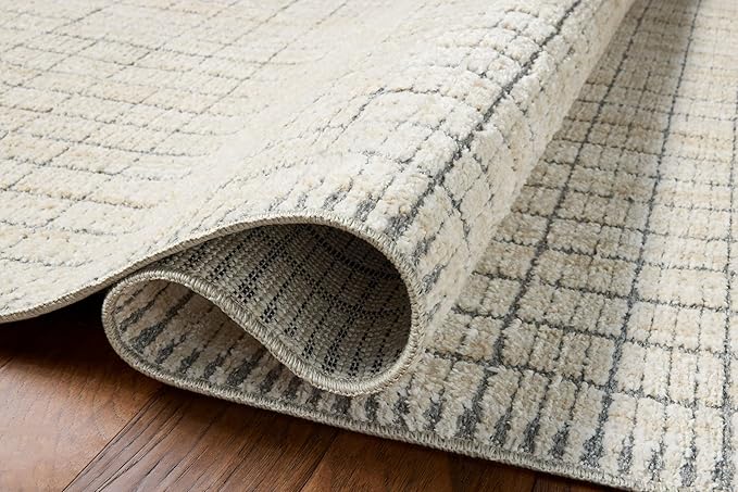 Loloi Amber Lewis Bexley Collection BEX-04 Slate/Natural 11'-6" x 15' Area Rug Neutral, Textured, Living, Bedroom, Dining, Carpet