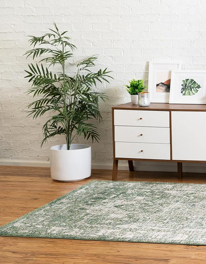 Unique Loom Isabella Collection Area Rug - Adjani (4' 1" x 6' 1" Rectangle, Green/ Ivory)