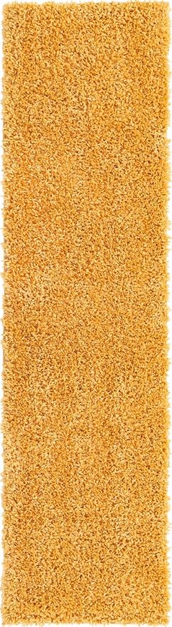 Unique Loom Davos Shag Collection Area Rug - Solid (2' 2" x 8' Runner, Sun Yellow)