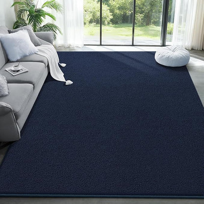 Large Modern Area Rugs for Living Room Bedroom, 7x10 Feet Navy Blue Ultra Soft Solid Thickened Memory Foam Indoor Minimalist Carpets, Non-Slip Comfy Rugs for Boys Girls Nursery Kids Room Home Décor
