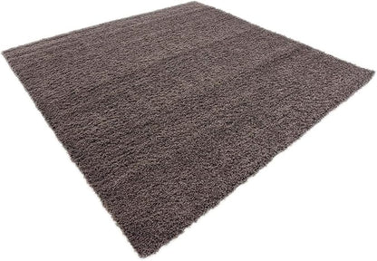 Unique Loom Solid Shag Collection Area Rug (8' Square, Graphite Gray)