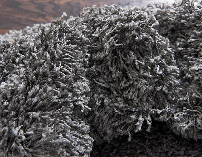 Unique Loom Solid Shag Collection Area Rug (8' Round Graphite Gray)