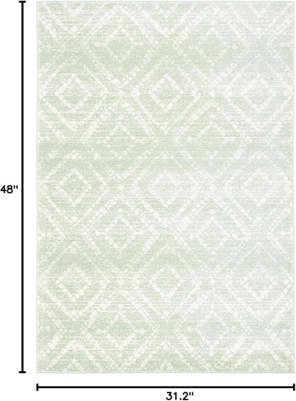 SAFAVIEH Adirondack Collection Accent Rug - 2'6" x 4', Green & Ivory, Modern Distressed Design, Non-Shedding & Easy Care, Ideal for High Traffic Areas in Entryway, Living Room, Bedroom (ADR131Y)