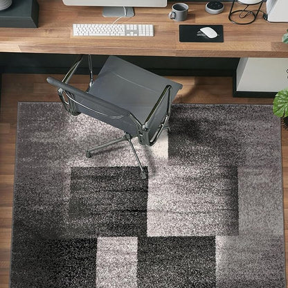 Rugshop Gray Contemporary Distressed Boxes Area Rug, Soft & Non-Shedding Accent for Small Living Room, Bedroom and Home Office, 3' x 5'
