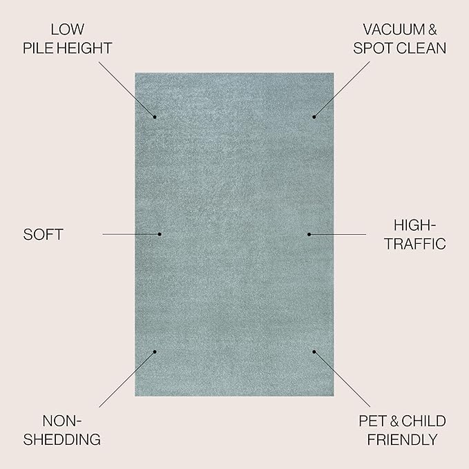 JONATHAN Y Haze Solid Low-Pile Aqua Blue Indoor Area Rug 8x10, Coastal,Bohemian,Minimalist,Classic, Easy-Cleaning for Living Room,Bedroom,Kitchen,Pet Friendly,Non-Shedding (SEU100S-8)