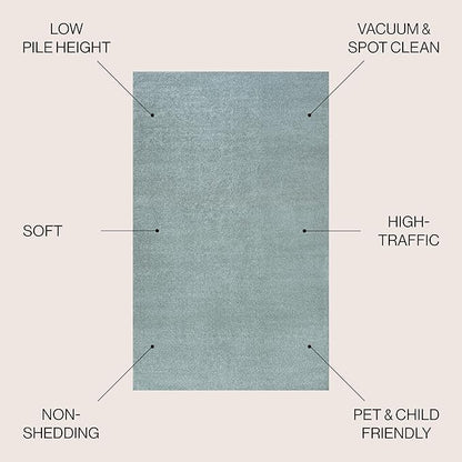 JONATHAN Y Haze Solid Low-Pile Aqua Blue 8' Round Indoor Area Rug, Coastal,Bohemian,Minimalist,Classic, Easy-Cleaning for Living Room,Bedroom,Kitchen,Pet Friendly,Non-Shedding (SEU100S-8R)