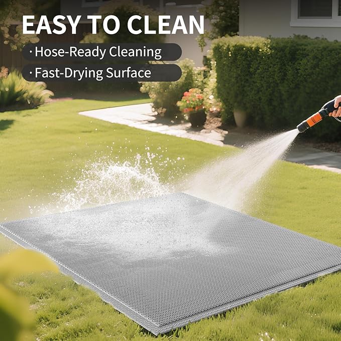 Front Door Mat 31''x47'', Drainage Heavy Duty Dirt Trapping Non-Slip Doormats, Outdoor Rubber Floor Mats, Restaurant Commercial Kitchen Industral Pool Entrance Bar Wet Area, Grey