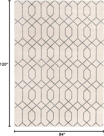 Marilyn Monroe Glam Collection Area Rug - Trellis (7'x 10' Rectangle, White Silver/ Silver)