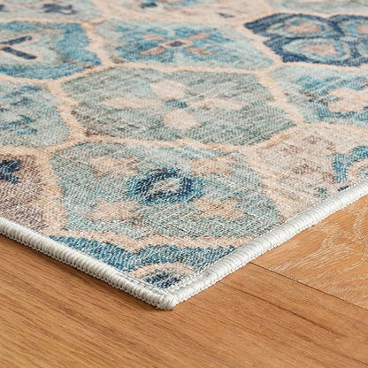 Dash & Albert Pali Multi Machine Washable Rug, 8.5 X 11.5 Feet, Blue Geometric Pattern