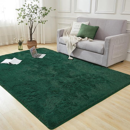 Andency 6x9 Area Rugs Emerald Green,Large Shag Fluffy Soft Shaggy Rugs for Living Room Bedroom, Non-Slip Thick Plush Carpet for Kids Girls and Boys, Dorm Nursery Home Decor Aesthetic