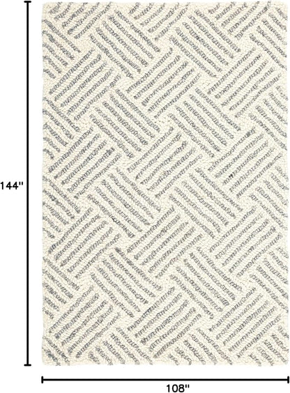 Dash & Albert Layers Grey Hand Hooked Wool Rug, 8.5 X 11.5 Feet, Grey/Ivory Geometric Pattern