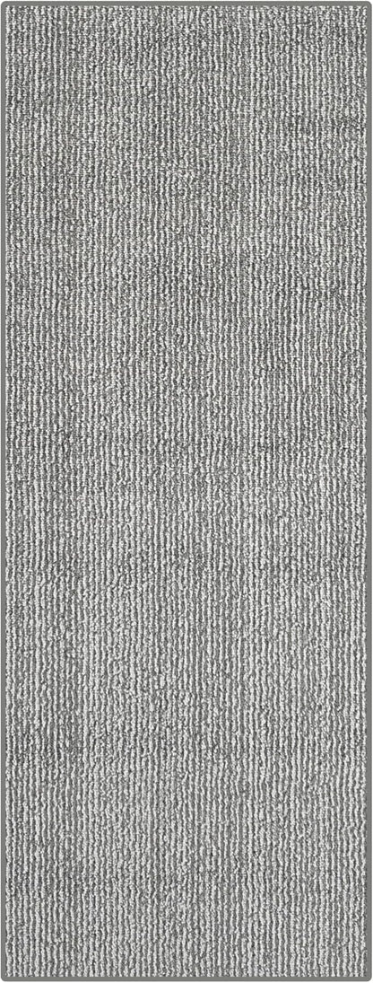 10ft Custom Cut Runner Rug for Narrow Hallways Kitchens - Striped Grey | Non-Slip & Washable | No-Fray Edge Finished