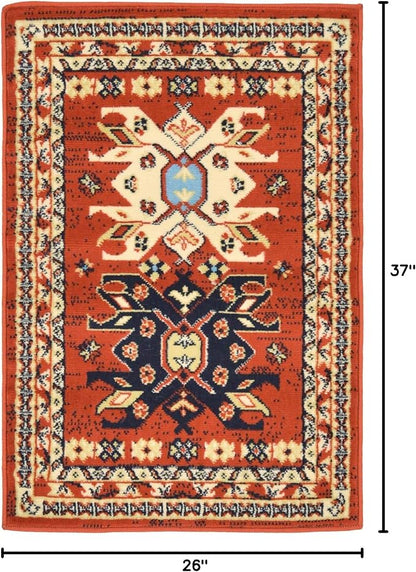 Unique Loom Taftan Collection Border Geometric Tribal Inspired Design Area Rug (2' 2 x 3' 0 Rectangular, Terracotta/ Ivory)