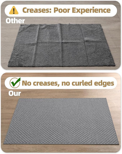 Color&Geometry Thin Front Door Mat Indoor Entrance Non Slip Rubber Backed, 24"x36" Indoor Door Mats for Entryway, Dirt Trapper Doormat, Washable Front Door Rugs, Dark Grey (Rolled-up NO Creases)