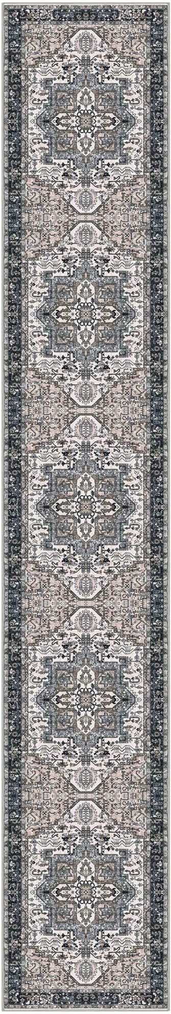 KOZYFLY Runners for Hallways 3x14 Ft Extra Long Washable Faux Wool Stair Thin Runner Rug Printed Hallway Carpet for Entryway Bedroom Stairs Kitchen Floor Accent, Black/Taupe/Beige