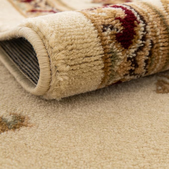 Rugs.com Chateau Collection Rug – 2' x 7' Runner Cream Medium Rug Perfect for Hallways, Entryways