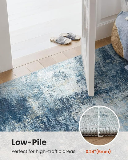 AMADA HOMEFURNISHING 8x10 Area Rugs for Living Room, Modern Washable Rug with Non-Slip Backing & Low Pile, Large Rug with Abstract Pattern for Bedroom, Dinning Room, Home Office, Navy Blue